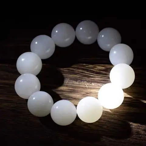 자연 화이트 옥 팔찌 남자 여자 치유 보석 선물 진짜 중국 Hetian 옥 돌 구슬 탄성 페르시 Nephrite Bangles
