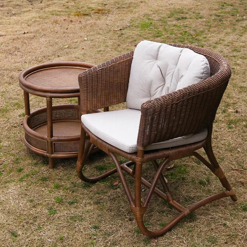 Natürlicher handgefertigter Rattanstuhl, Wabi-Sabi-Wind, Heimbalkon, Freizeit, Einzelhotel, Homestay, Rückenlehne, Rattanstuhl