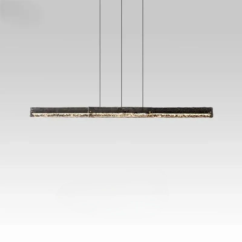 

Copper Light Luxury Restaurant Pendant Light Italian Minimalist Creative High-end Bar Counter Island Table Straigh Strip Glass