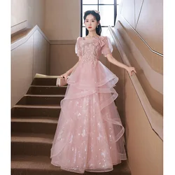 DSP A Line Puff Sleeves Prom Dresses for Woman Elegant Evening Party Dress with Appliques Formal Dress Prom Gown