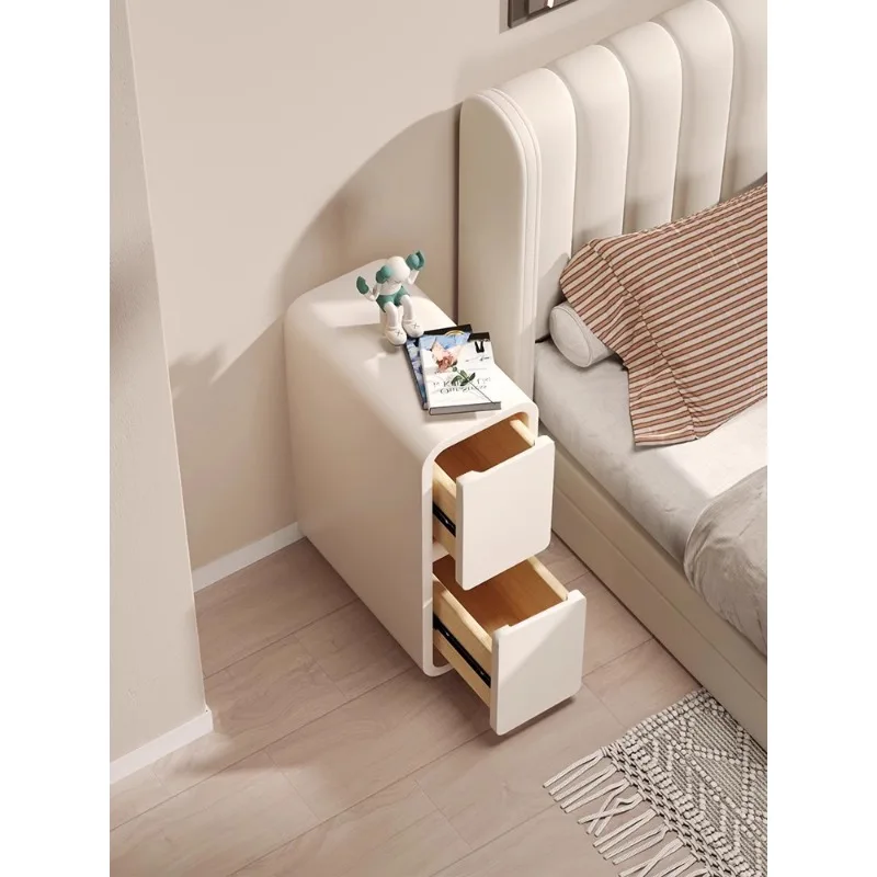 Cream wind extremely narrow bedside table, bedroom narrow side storage cabinet, simple household bedside small cabinet, crevice