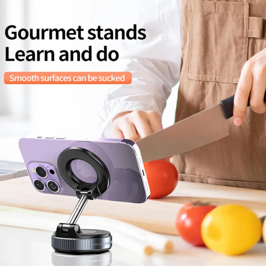 INEYES Foldable Vacuum Adsorption Magnetic Car Phone Holder 2025 Suction Cup Dedicated Navigation Phone Holder Live Streaming view 2