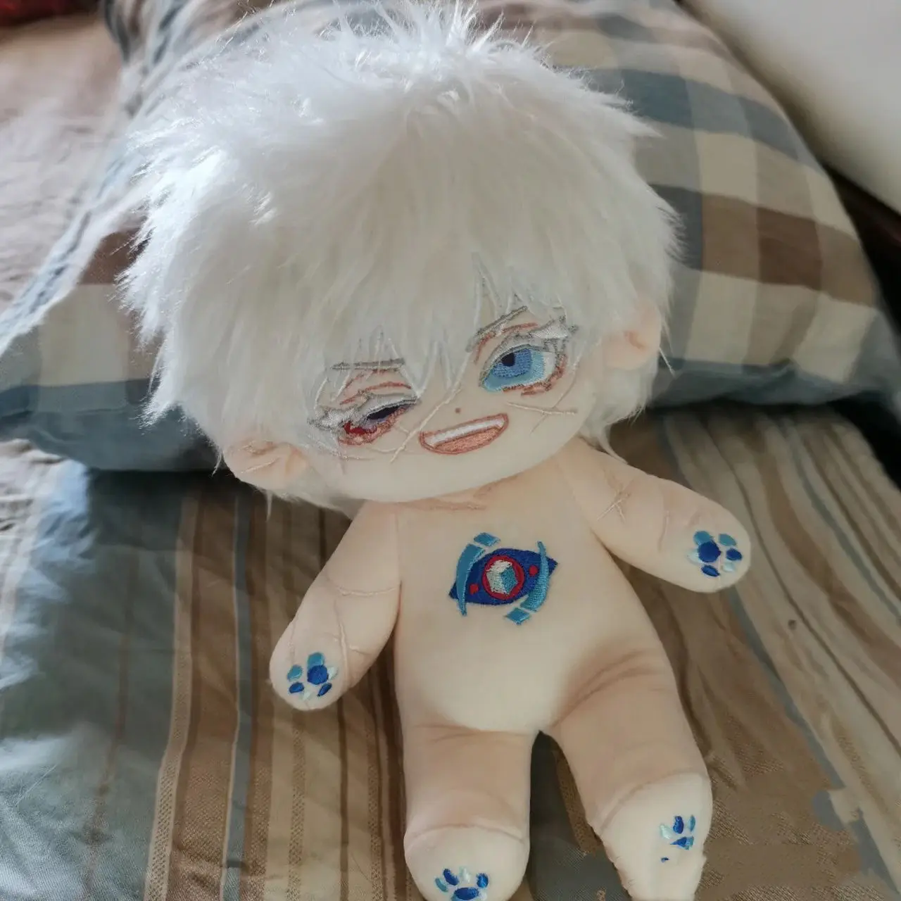 Muñeca de algodón de 20cm para niños y adultos, juguetes de marionetas con dibujos animados de Jujutsu Kaisen Satoru Gojou, para regalo