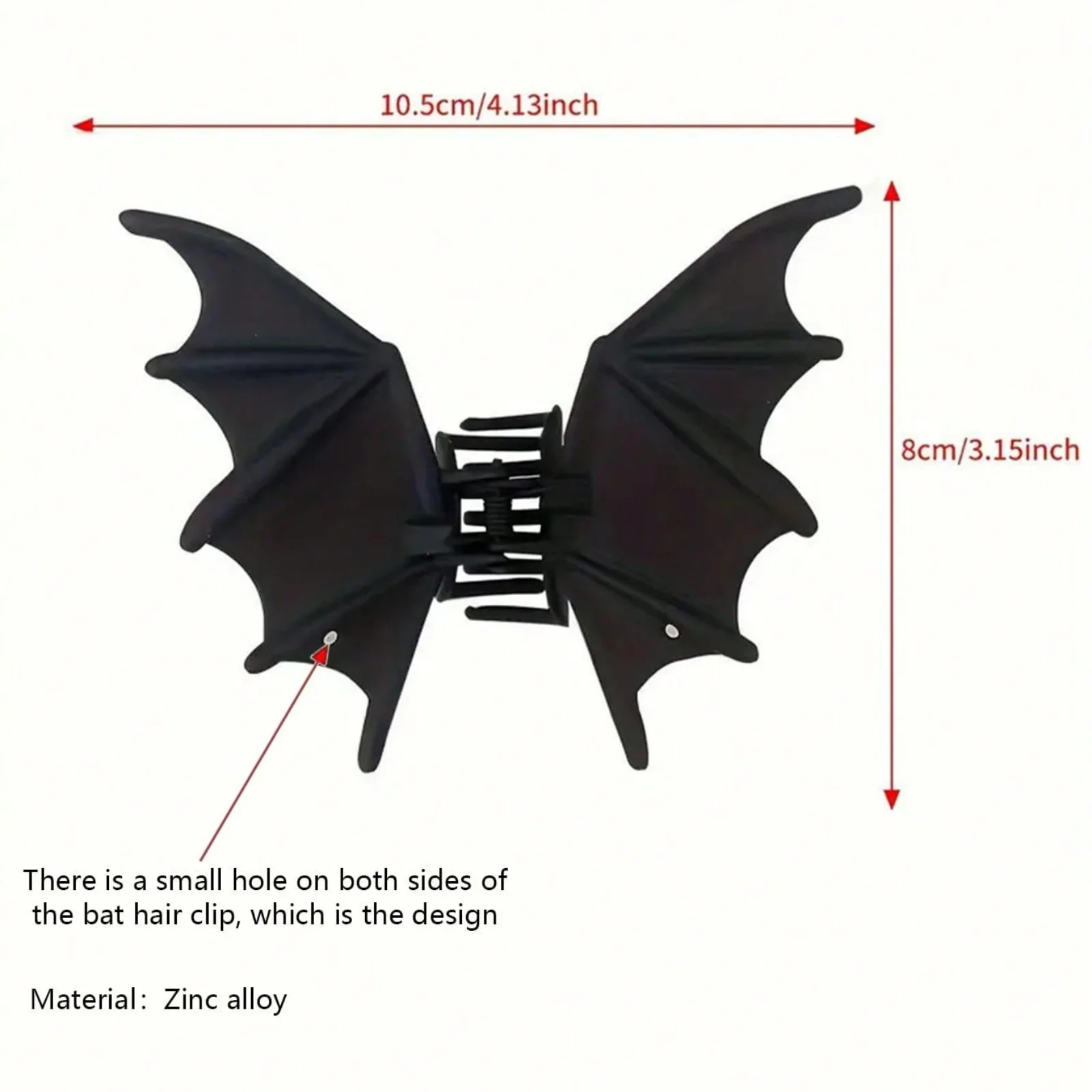 1Pc Gothic Punk Matte Black Bat-Wing Claw Clip, Elegant Women's Metal Ponytail Hair Accessory/Hair Claw, Suitable for Halloween image 6
