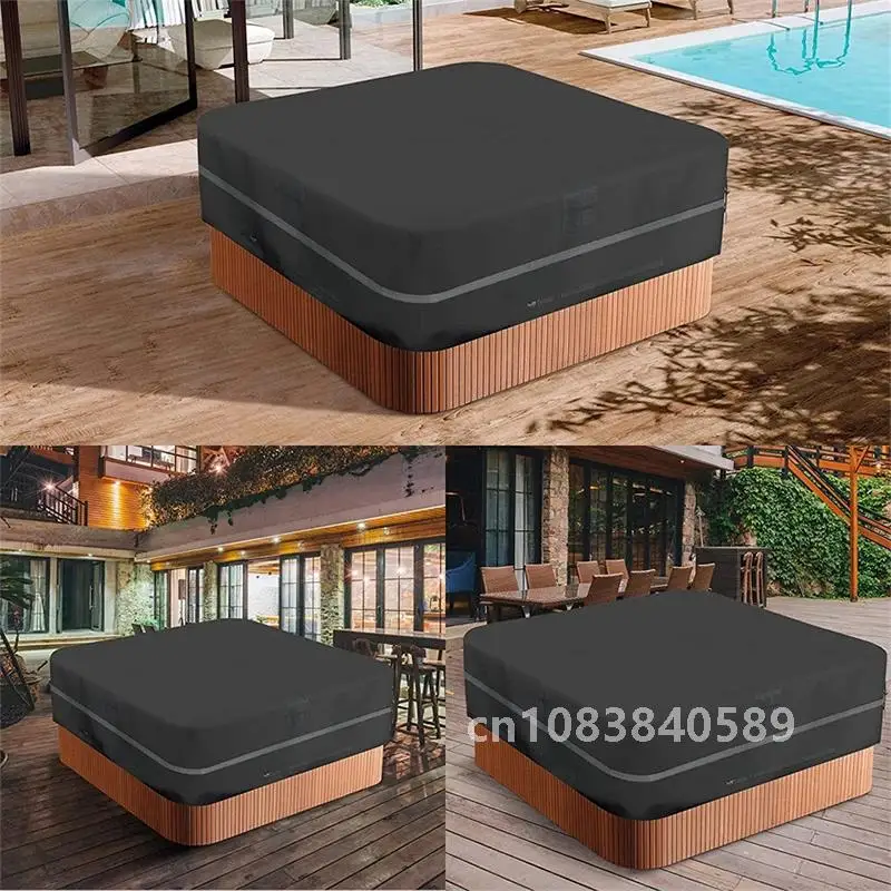 Universal Hot Tub Dust Cover 210D Waterproof Oxford Bathtub Cover Furniture Protector Dust Cover Outdoor Sunshade SPA Pool Cover