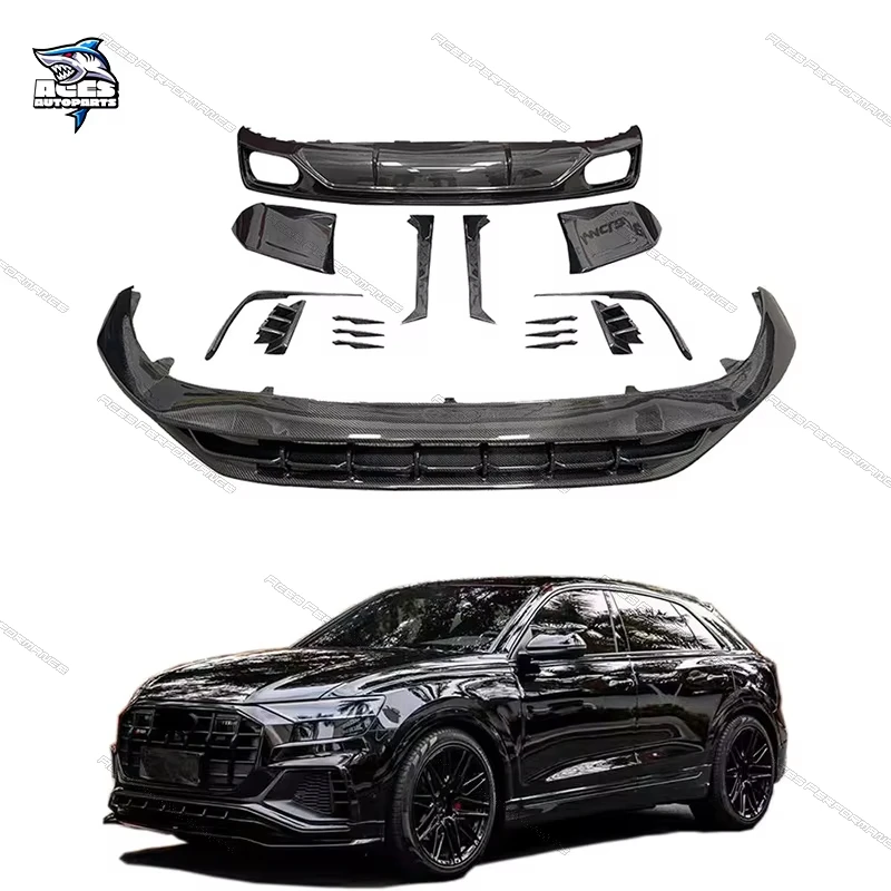 

For Audi Q8 Car Front Bumper Lip Kit Front Bumper Guard Protector Cover Apron for Audi Q8 Sline 2019-2023 Car Accessories