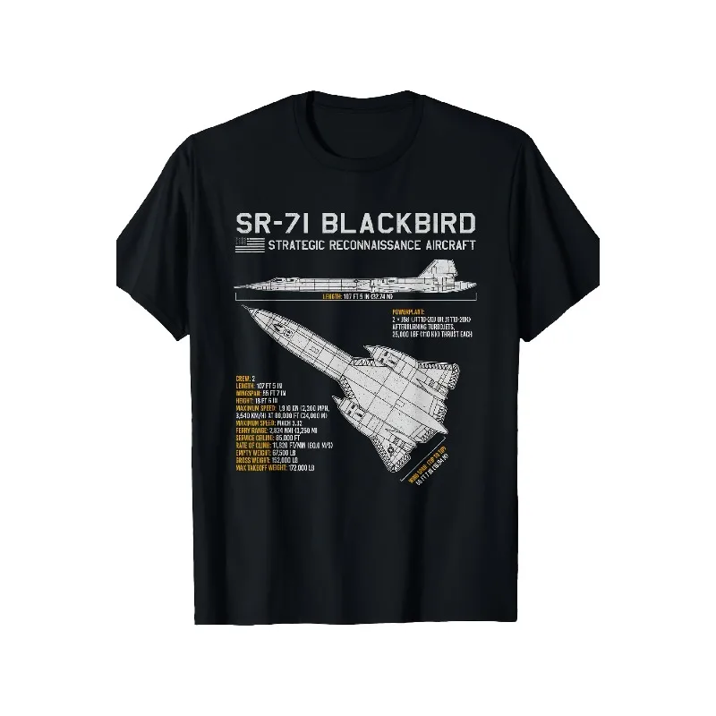 SR-71 Blackbird Reconnaissance Plane Pattern T-shirt for Men Suitable for All Seasons Y2K Retro Unisex T-shirt