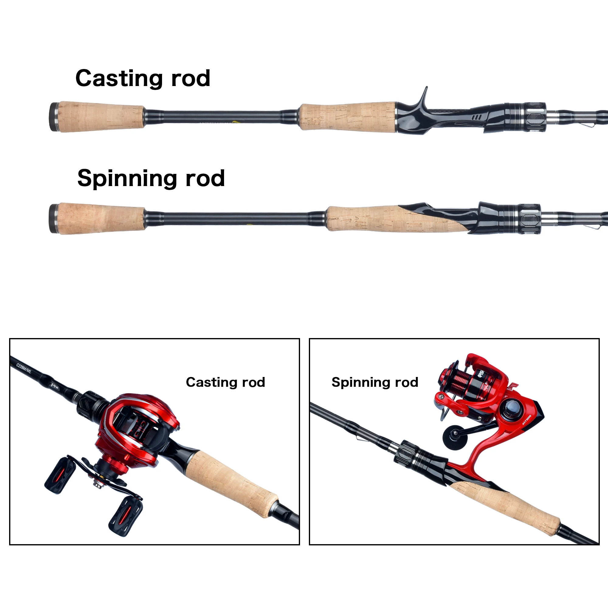 BIUTIFU Caña Baitcasting Fuji T800 Carbono ML/M/MH/H Señuelo 5-80g - imagen 5
