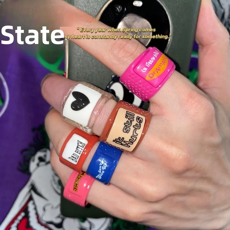 

Модное детское украшение в стиле Y2K: кольцо из смолы с клейкой основой, необычной формы, для девочек, трендовое ювелирное изделие