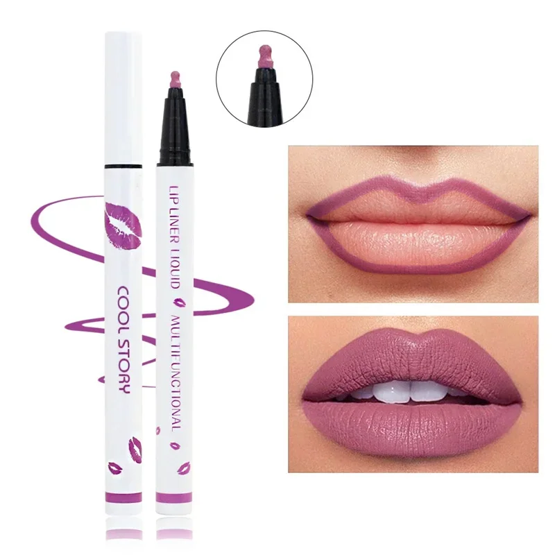 Flüssiger Lipliner-Stift, langlebige Lippen, kosmetisches Werkzeug, matt, weicher Lipliner-Stick, schnell trocknend, wischfest, natürlicher Lippenstift-Stift