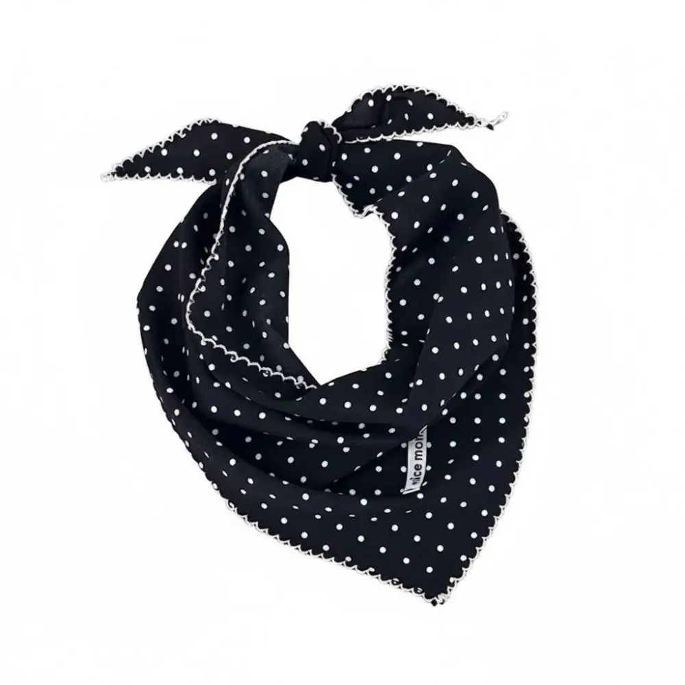 

Fashion Beach Triangular Hair Band Polyester Lace Trim Polka Dot Headband Versatile Breathable Neck Scarf Summer