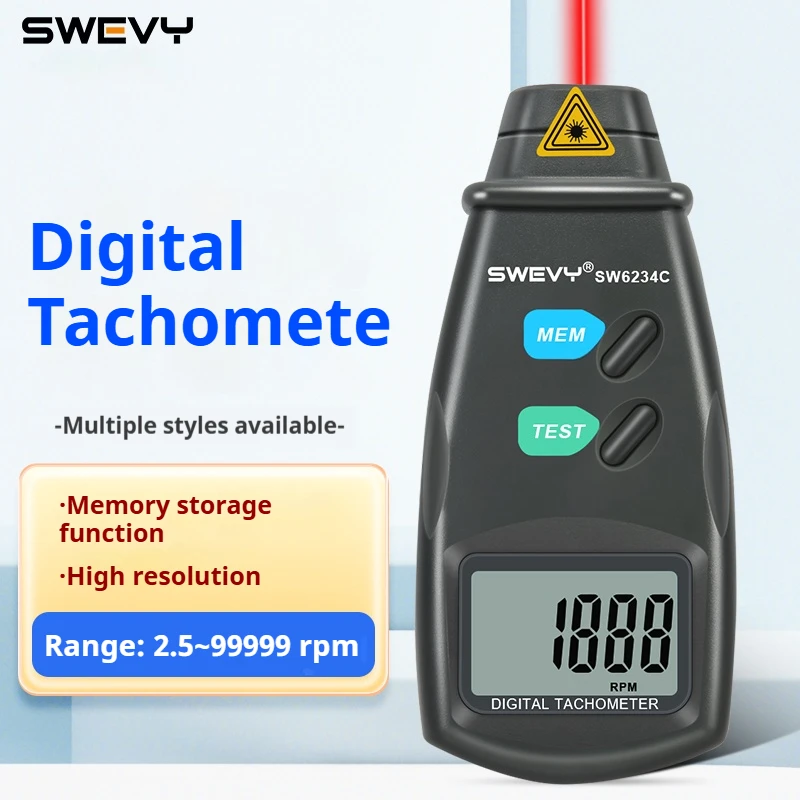 

SWEVY SW6234C/SW6235C/SW6236C 2,5-99999 об/мин ЖК-лазерный тахометр стробоскопический измерительный прибор цифровой измеритель скорости двигателя