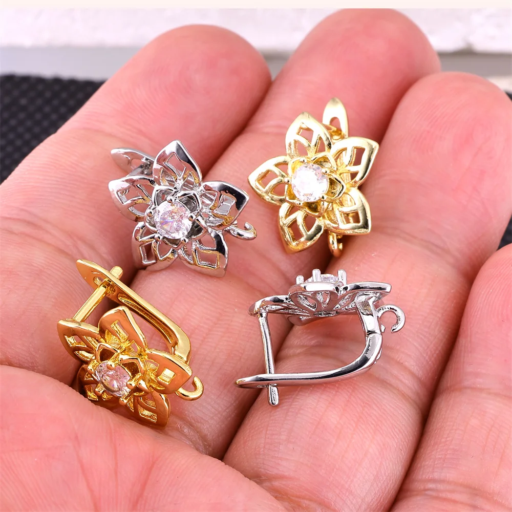 Juya handgefertigte 18K vergoldete Kupfer-Shvenzy-Basisverbinder, Schnallenverschlüsse, Ohrringhaken für DIY Damen-Anhänger-Ohrringe – Detail 3