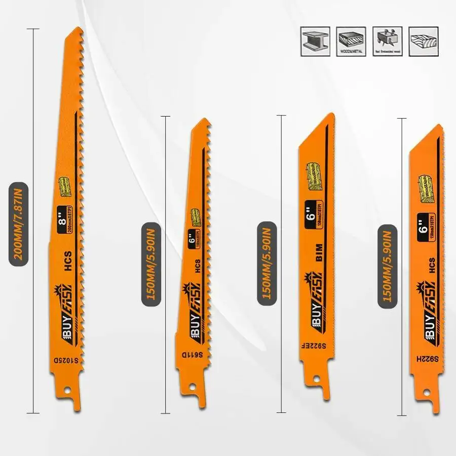 ชุดใบเลื่อย HCS หนาพิเศษ 10 ชิ้น สำหรับงานไม้ โลหะ แผ่นใยไม้อัด เครื่องมือเลื่อยแบบลูกสูบ อุปกรณ์เสริมสำหรับเครื่องมือไฟฟ้า รถยนต์