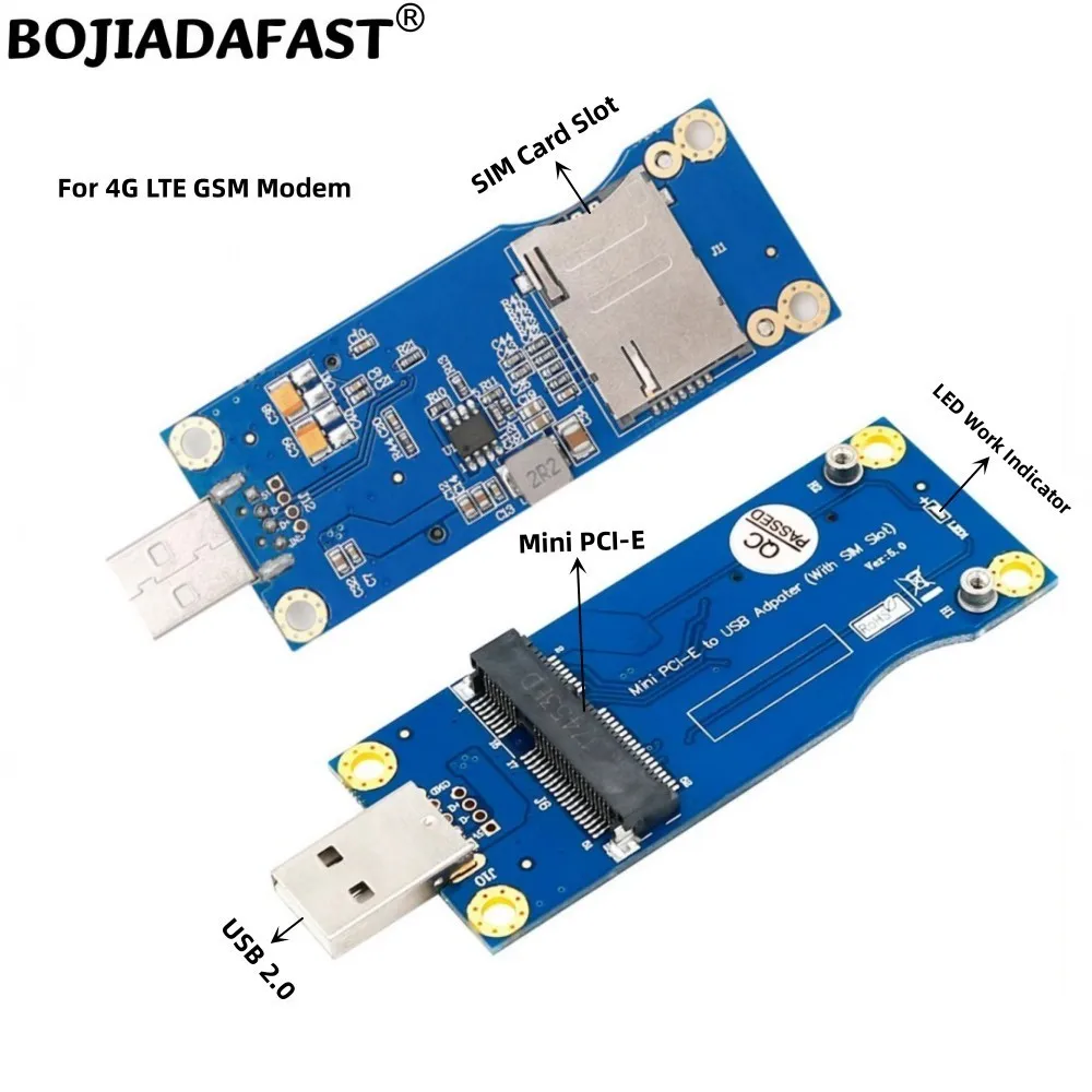 Conector USB 2,0 a Mini PCI-E, adaptador inalámbrico MPCIe, 1 ranura para tarjeta SIM estándar VER 5,0 para módem GSM 3G, 4G, LTE, módulo WWAN