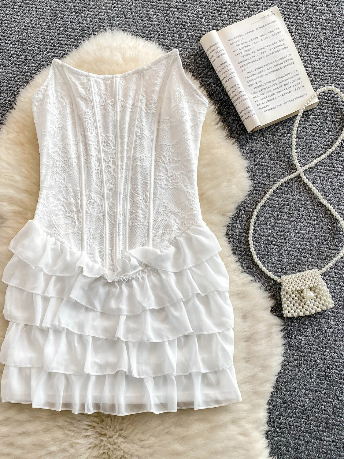 Vestido de Verão F com Cintura Ajustada em Estilo de Saia em Camadas, Respirável e gável à Pele, Modelo A-line