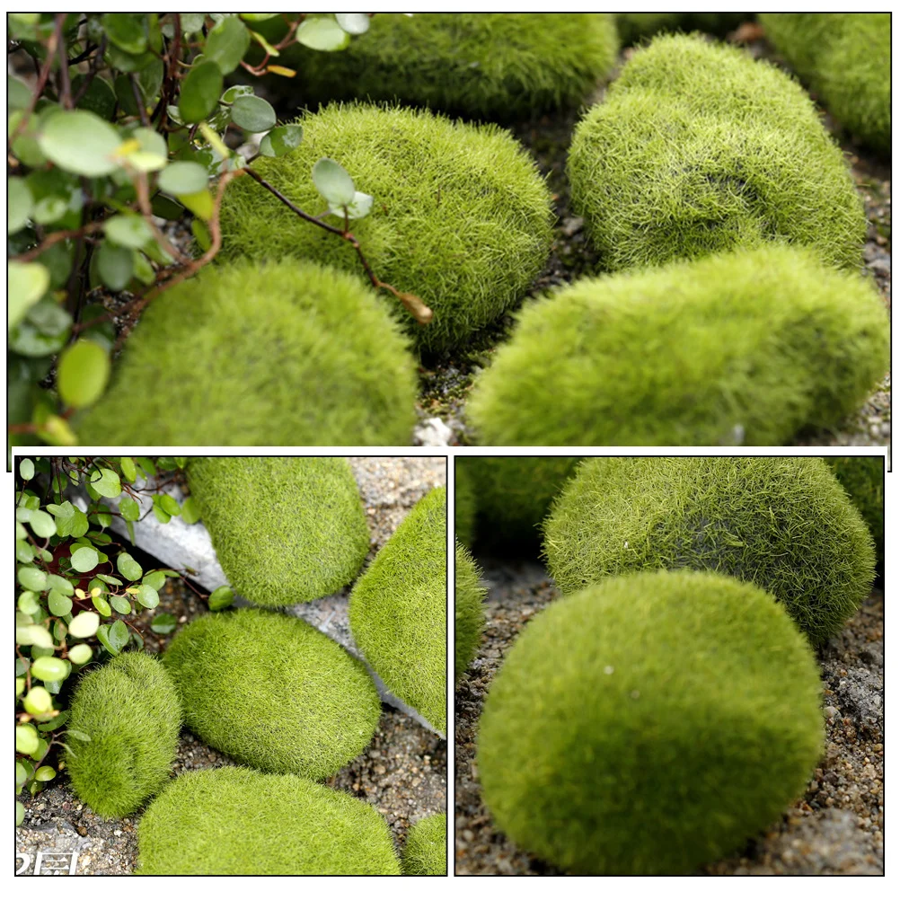 

5pcs Artificial Moss Stones Flocking Foam Lifelike Bonsai Rock Decor For Garden Aquarium Terrarium Home Office Micro Landscape