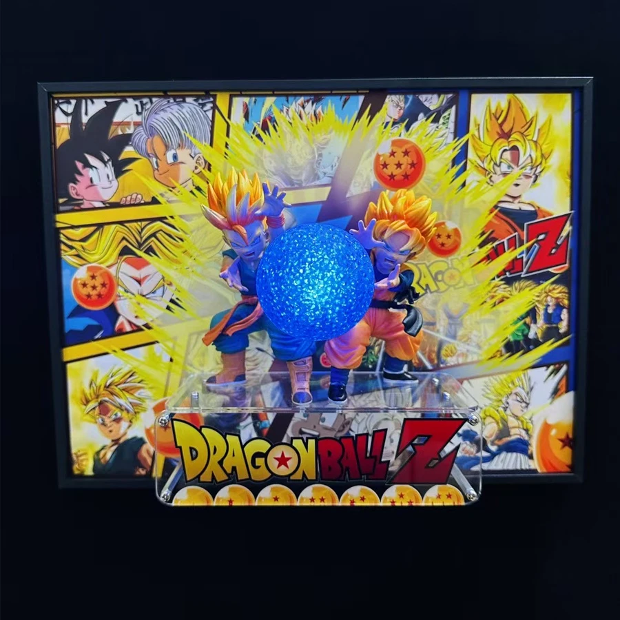 

Dragon Ball Super Saiyan Action Figure Goku & Son Model with Genki ball LED Light Wall Decor Statue Figure Collection Art Poster