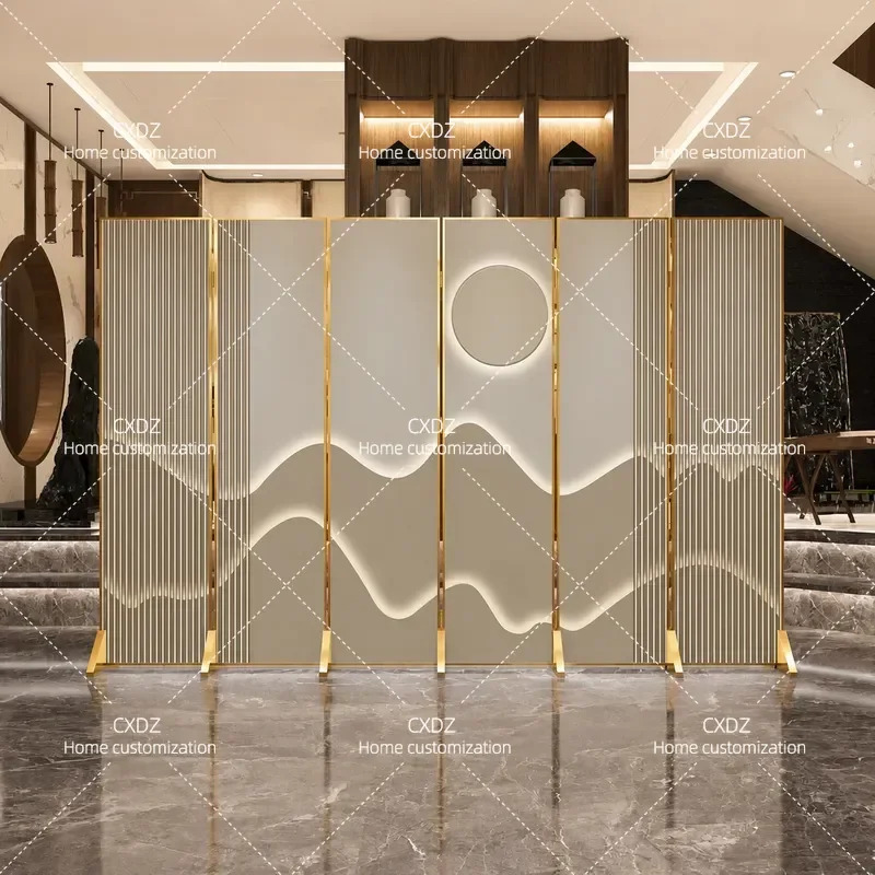 Modern Simple Light Luxury Folding Screen Partition Mobile Room Divider for Living Room Hotel Office Decoration