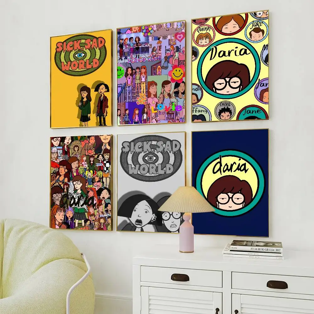 TVShow مضحك D-Daria المشارك لوحة ذاتية اللصق غرفة المعيشة مكتب الديكور غرفة نوم المنزل الجدار ملصق يطبع #2