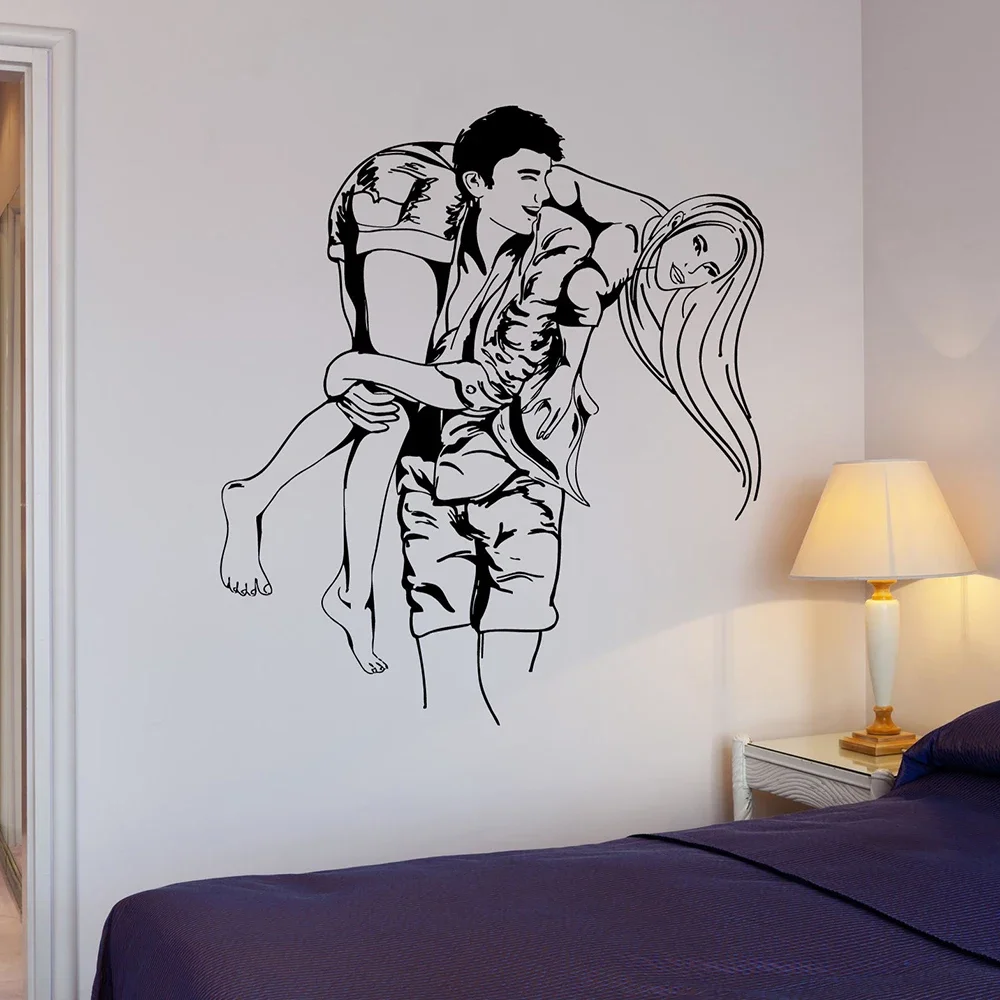 Vinyl Art Wall Stickers Couple in Love Romantic Wall Decal Bedroom Decoration Mural Removable Interior Wall Decor Decals X951