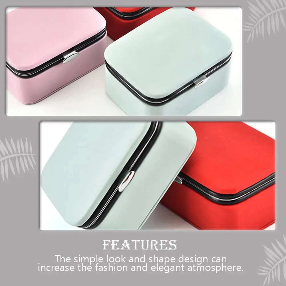 Portable Jewelry Organizer Box PU Material Small Jewelry Storage Case Travel Necklace Ring Earrings Holder Desktop Box