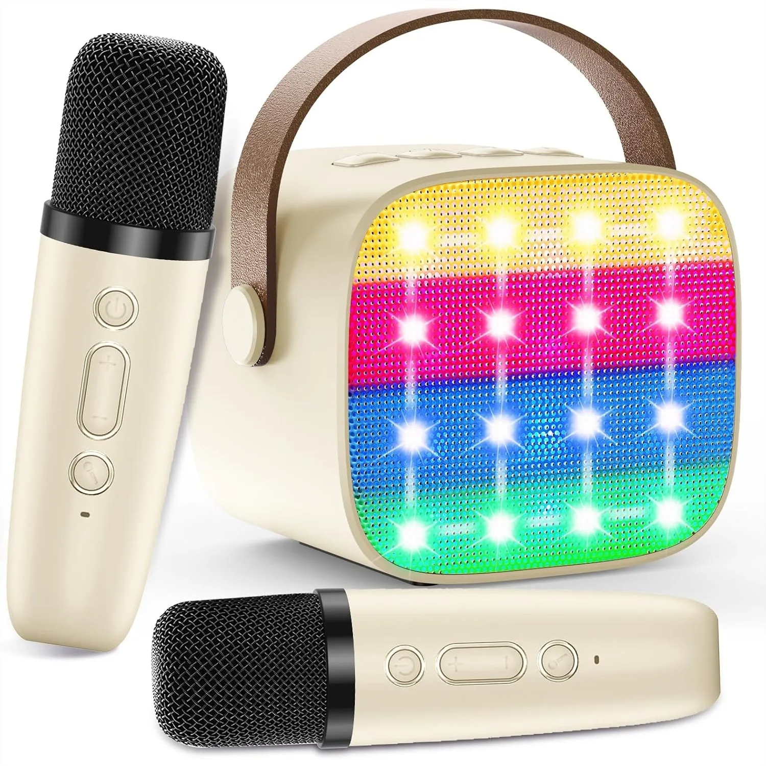 

Портативная караоке-система Bluetooth для детей с 2 беспроводными микрофонами, функцией изменения голоса и LED-подсветкой – веселье для детских праздников
