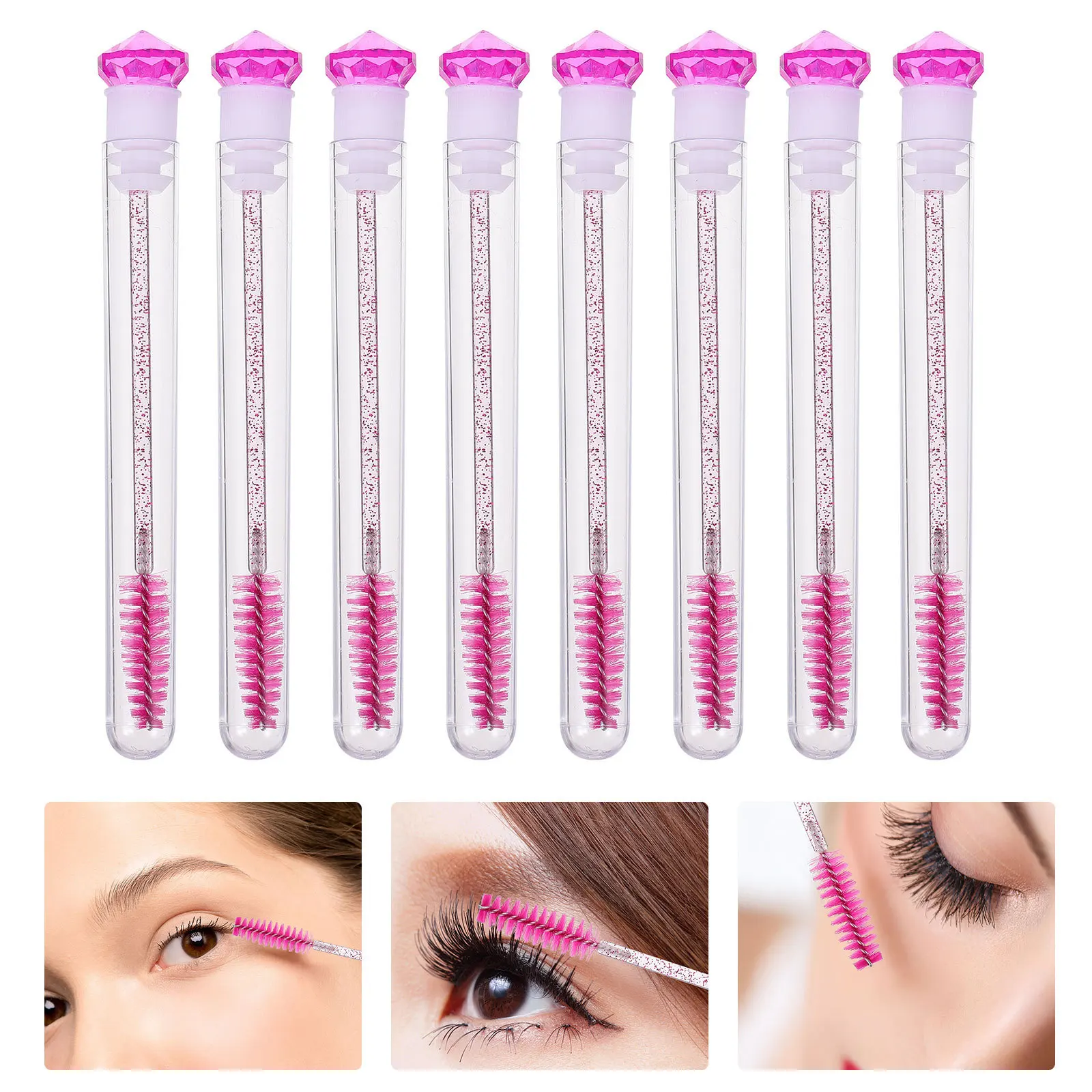 8pcs Eyelash Comb Applicator Brush For Mascara Smudging Waterproof Portable Beauty Tool Lash Brow Makeup Wand Tube