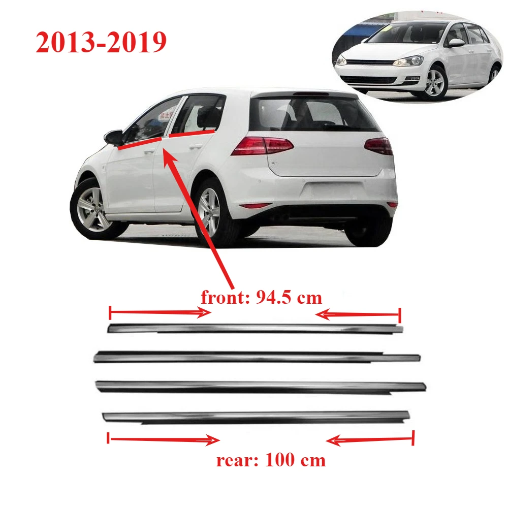 

4 Pieces Chrome Outside Windows Rubber for For VW Golf 7 2013-2019 Standard 5 Door Weatherstrip Seal 5GG839475