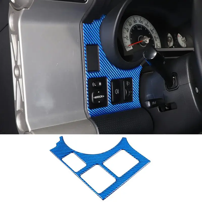 For 2007-2021 Toyota FJ Cruiser Soft Carbon Fiber Blue Car Rearview Mirror Adjustment Switch Frame Cover Sticker Car Accessories