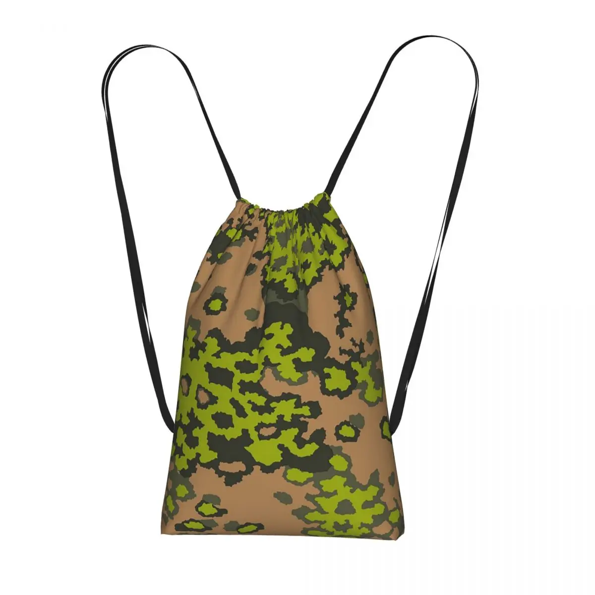 Splintertarn German WW2 Camouflage Army Military Camo Drawstring Backpack Sports Gym Bag Travel Drawstring Bag for Men Women