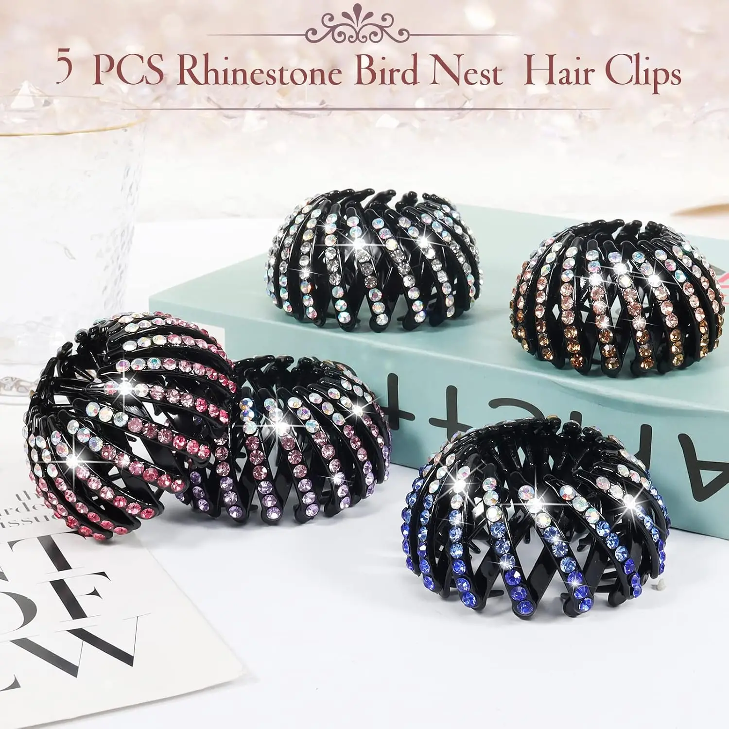5 Pcs Bird Nest Hair Clips Holder Ponytail Holder Bun Barz Bun Clip Accessories for Women and Girls (Color-5) view 3