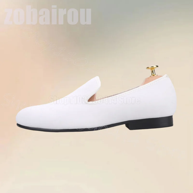 Mocassins en Daim Blanc Rond pour Homme, Chaussures Luxueuses à Enfiler, Faites à la Main, pour ix, Banquet, Mariage, Rencontres