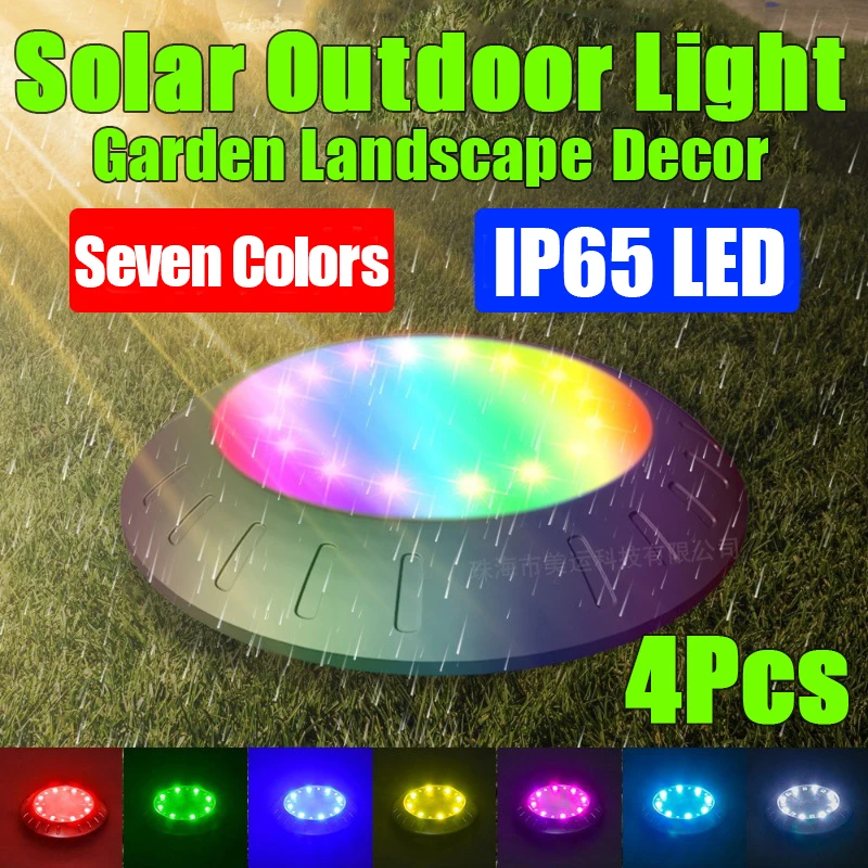 

4Pcs Solar Buried Lights 16LED Waterproof Square Park Lawns Ground Lamps Christmas Decorations Road Landscape Colorful Lightings