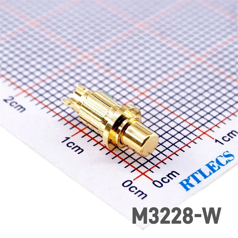 2 Pcs Gold Plated 3u Stroke 2.5mm 5.5x10.6 mm Probe 20 Amps PogoPin Low Voltage 12V M3228 20A High Current Pogo Pin Connector