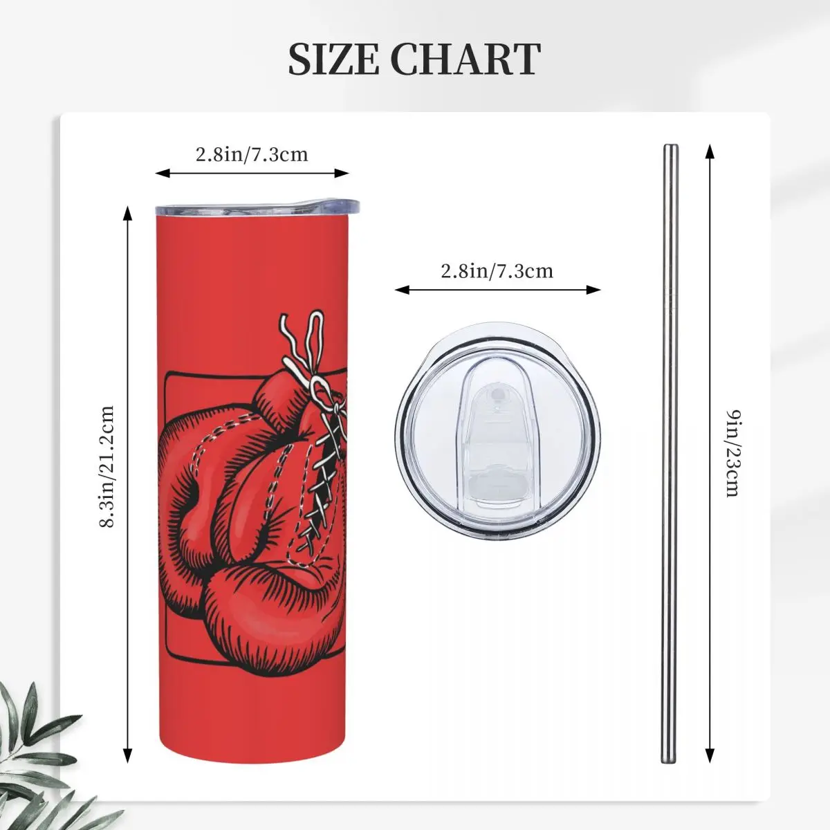 Red Boxing Gloves Stainless Steel Tumbler Vacuum Insulated Mug Thermal Cold Cup Straw With Lid 20oz