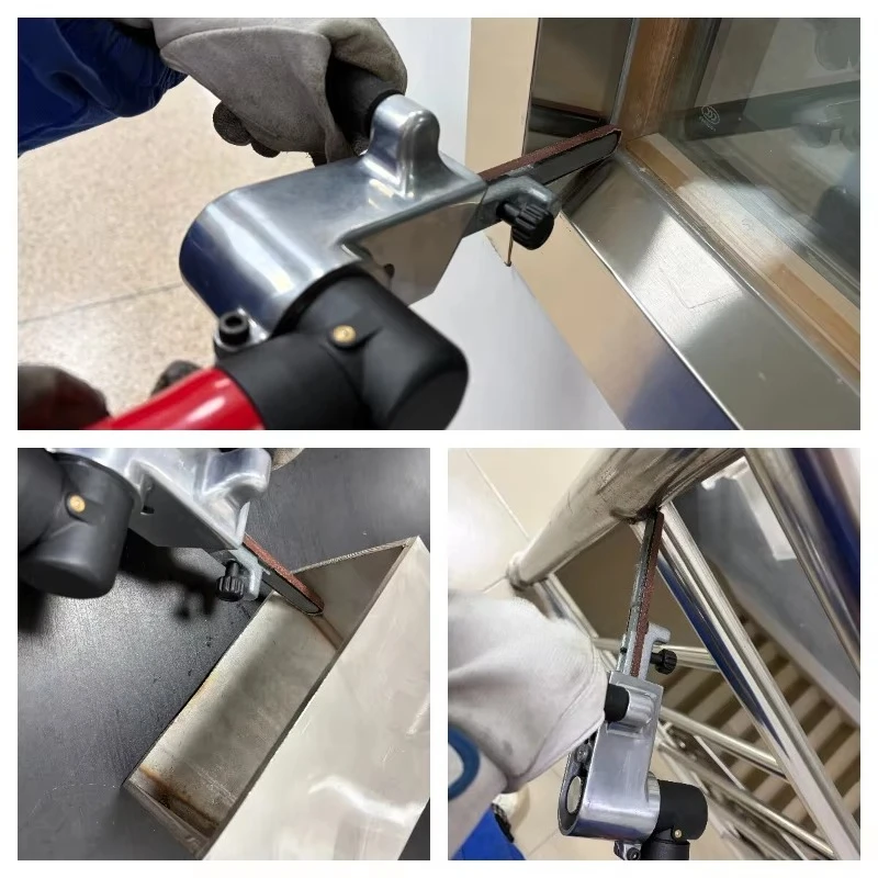 MRT Pneumatic Rotary Vane Small Belt Sander Angle Grinder Variable Speed Guide Wheel Replaceable Sander for Aviation Use