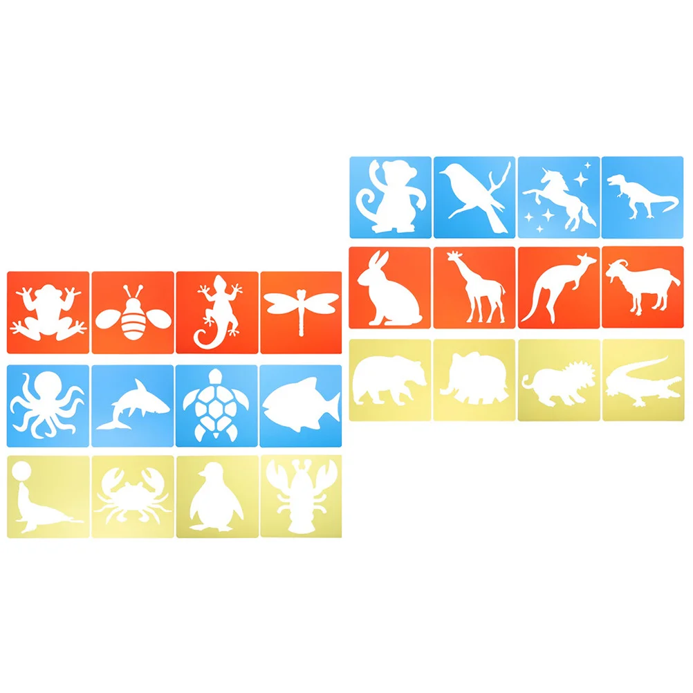 

24Pcs Painting Stencils Animal Shape Durable Washable Reusable Templates for Kids DIY Crafts Sidewalk Chalk Drawing