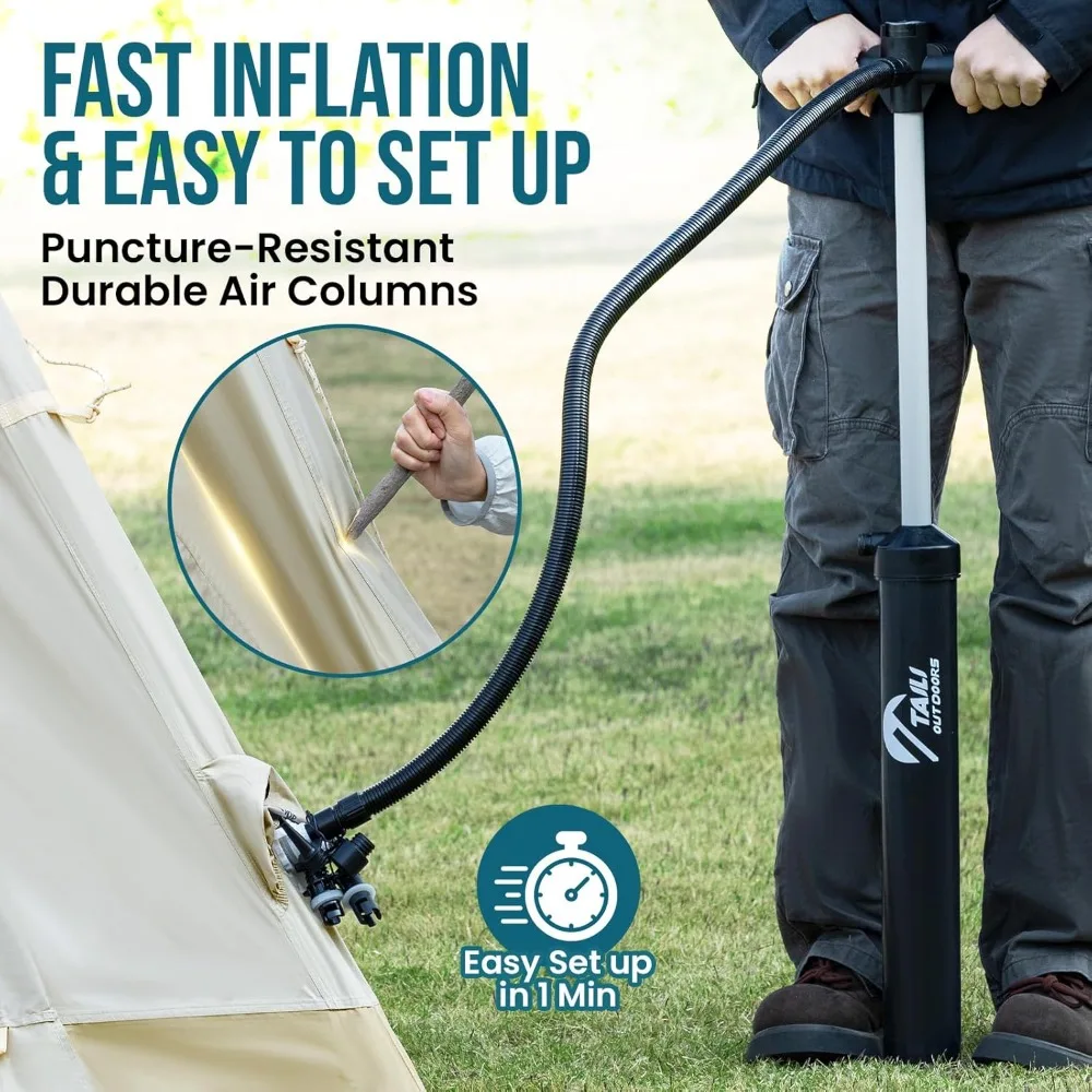 

Inflatable Blow Up Tent for Camping with Hand Pump for 2/4/6/8 Person, Setup Outdoor Inflatable Oxford Waterproof Air Tent