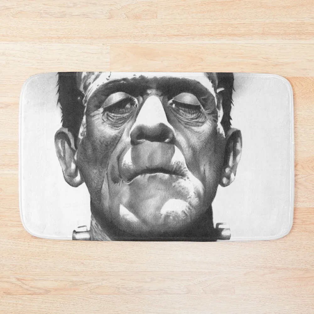 

Frankenstein's Monster fan art inspired by Boris Karloff, based on my original hand-drawn graphite illustration Bath Mat