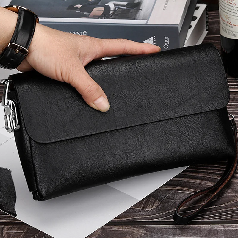 Soft PU Leather Clutch Cover Wallet Men Long Retro Male Large Size Coin Card Holder Money Bag