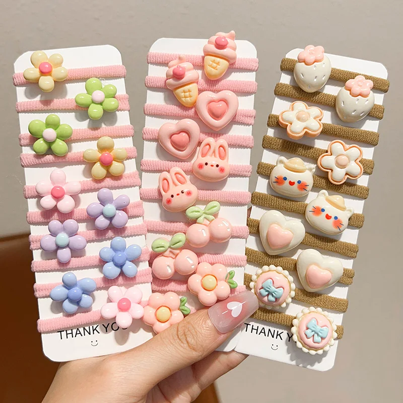 Cute High Elasticity Hair Ties for Girls, Soft Towel Loop Hair Bands, Non-Damaging Ponytail Holders, Perfect for Kids' Hairstyle