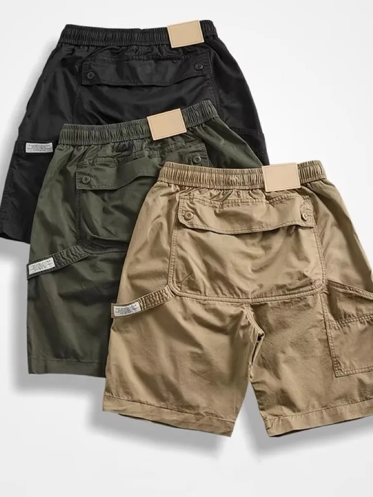 

Функциональные мужские рабочие брюки, летние хлопковые повседневные брюки цвета хаки с несколькими карманами, свободные брюки прямого кроя