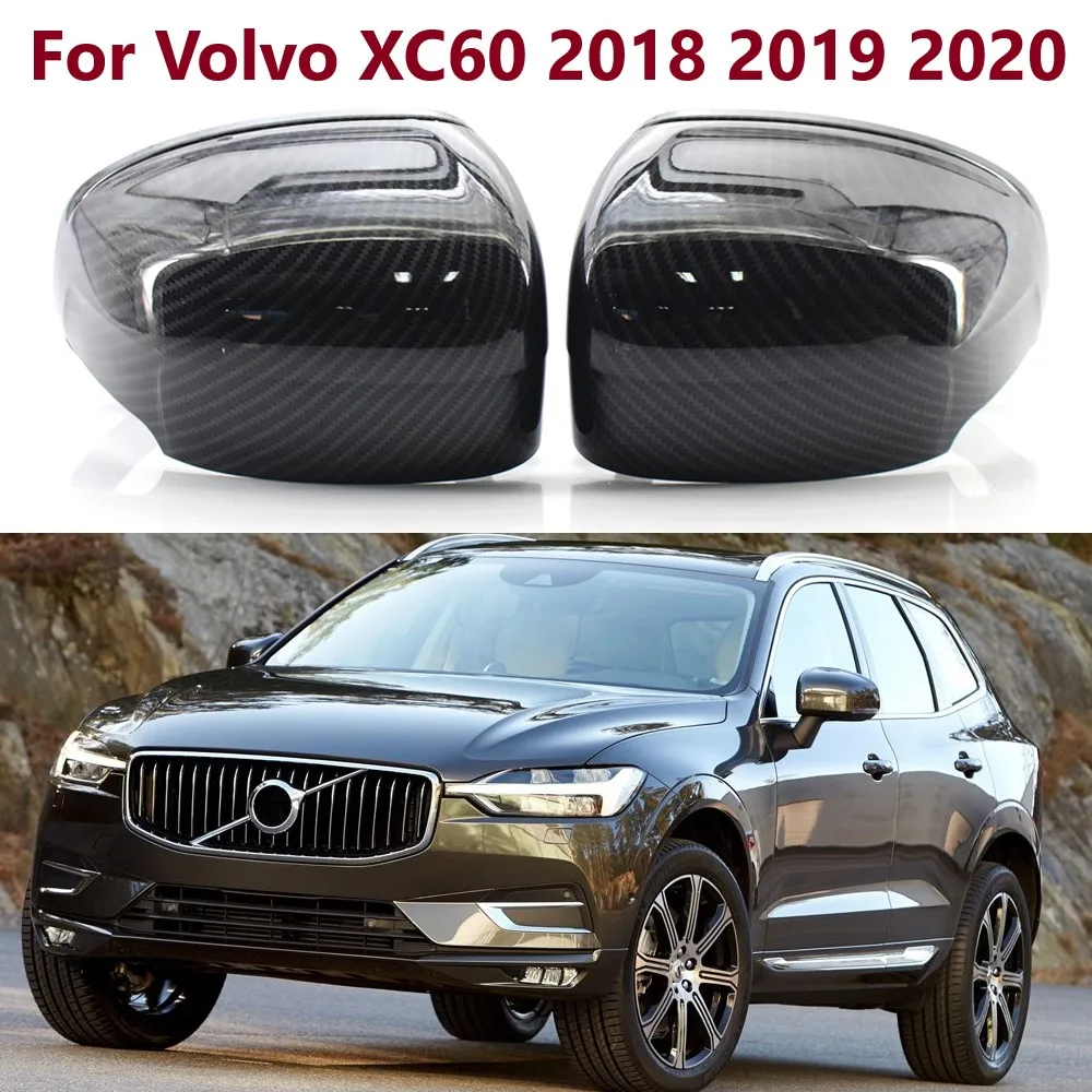 

1 пара боковых дверей автомобиля из углеродного волокна, крышки зеркал заднего вида для Volvo XC60 2018 2019 2020, чехлы для зеркал заднего вида