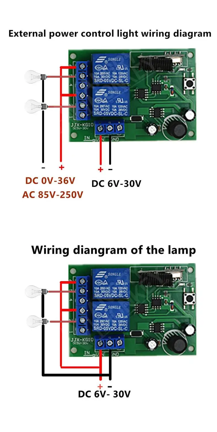 433 Mhz bezprzewodowy pilot moduł przełączający DC 12V 24V 2CH RF przekaźnik odbiornik i nadajnik dla brama garażowa kontroler drzwi