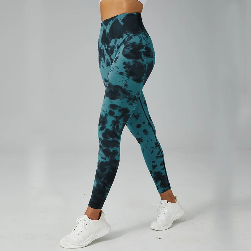 Tie Dye Seamless Leggings for Women High Waist Yoga Pants, Scrunch Butt Lifting Elastic Tights