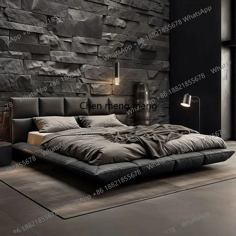 New arrive Frame Floating Bed Leather Sleeping Design Girls Bedroom King Size Bed Sun Simple Letto Matrimoniale Lounge Suite Fur