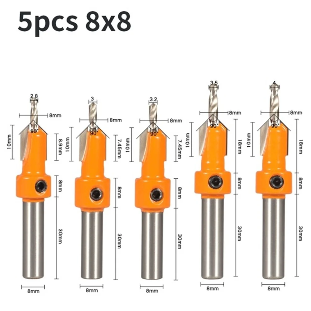 Adjust Drilling Length Wood Drill Bits Fixing Screw Shank Size 0.31\'\' (8mm) Mirror Like Finish Mirror-like Finish