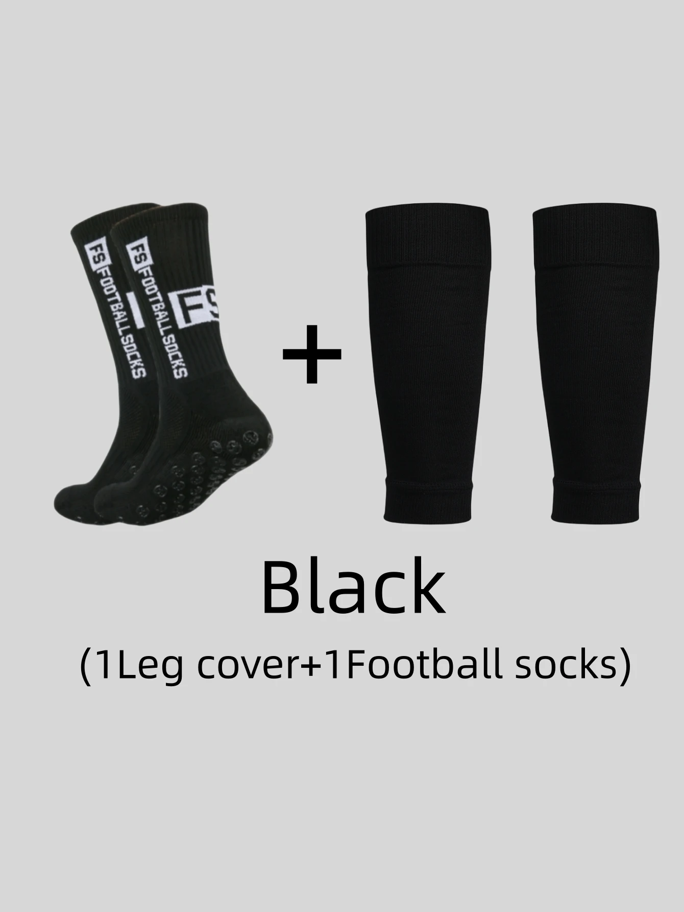 1 pair of combination adhesive point anti slip, sweat and odor resistant FS football sports socks+leg protectors