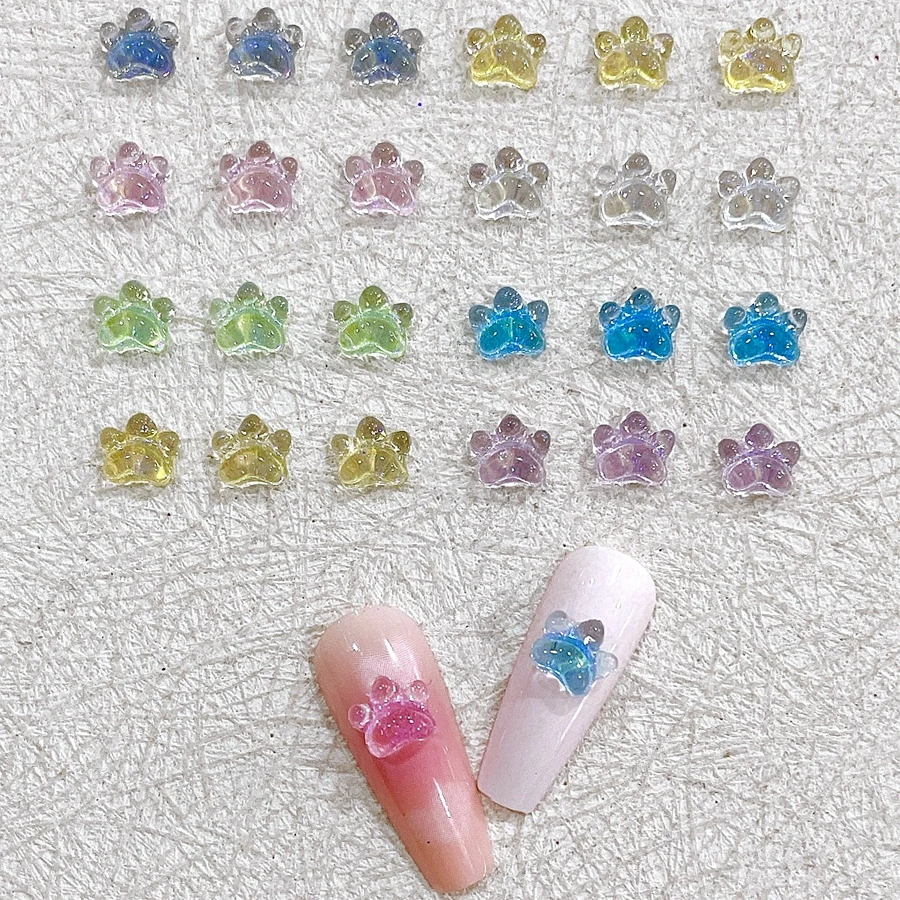 

30PCS Clear 3D Cat Paw Print Nail Art Charms Kawaii Accessories Bear Palm Rhinestones For Nails Decorations Maincure Supplies